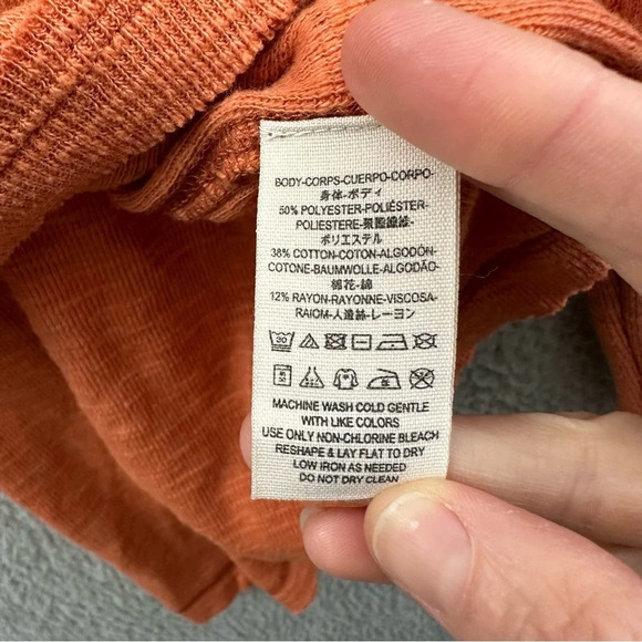 Free People We The Free Split Back Turtleneck Long Sleeve Rust Orange Women's S - Picture 5 of 8